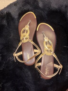 Mossimo Supply Co. Gold Rope-Accent Sandals with Brown Footbed